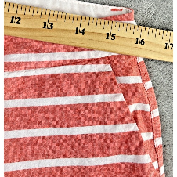 Old Navy Women's 6 Coral White Striped Cotton Shorts Beach Preppy Vacation - Picture 5 of 9
